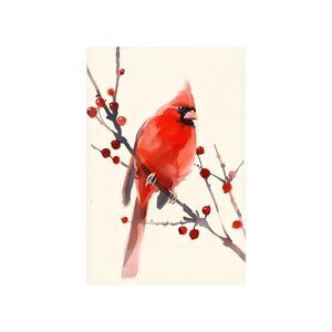 Red Cardinal Unframed Canvas Wall Art  24" X 36"